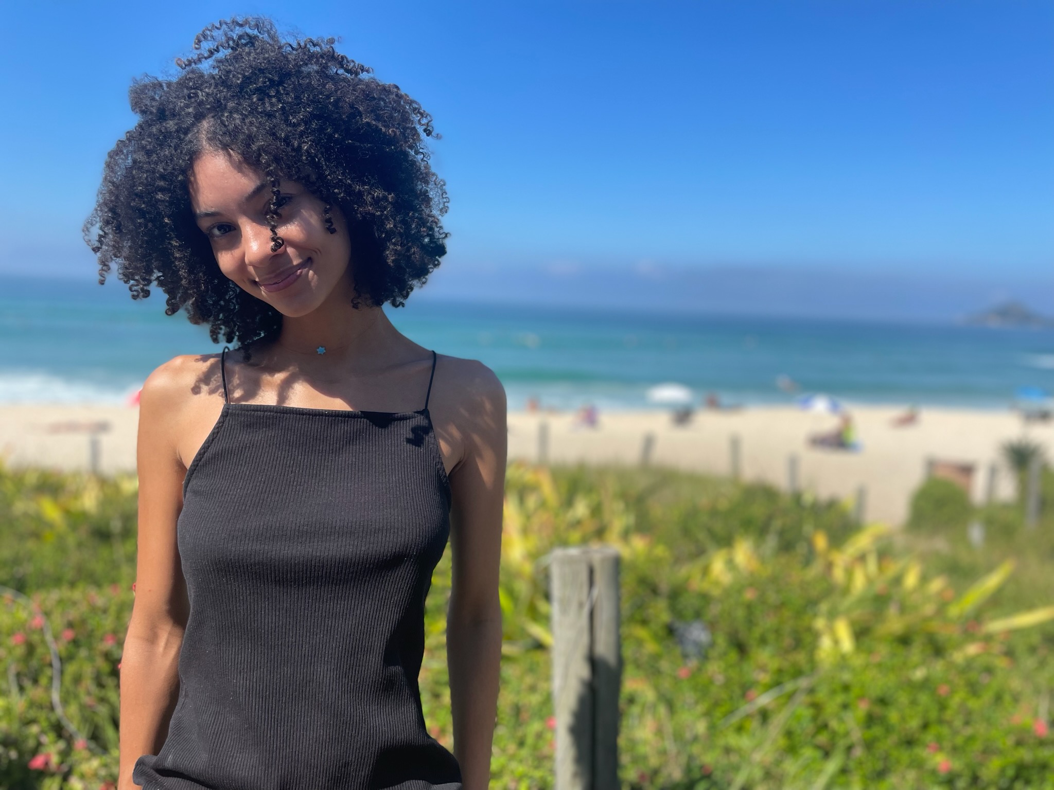 Malú Standing In Front Of Recreio Beach